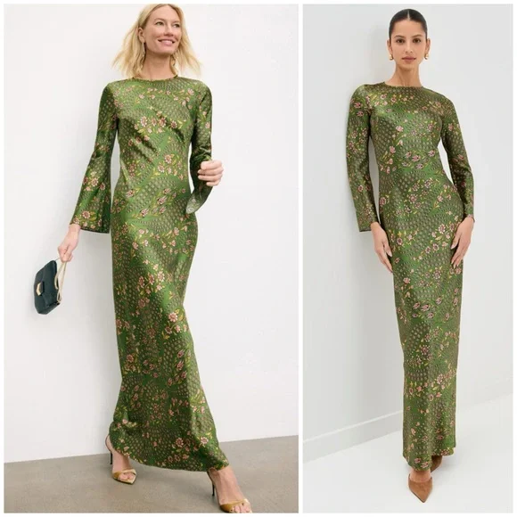 VERONICA BEARD Gemma Maxi Green Floral Dress SZ US 2 - Picture 9 of 9